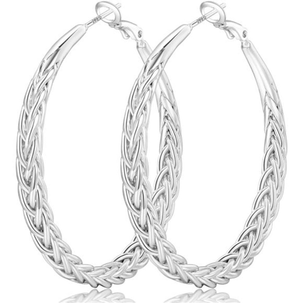 925 Sterling Silver 40mm Hoop Earrings – Hypoallergenic Design